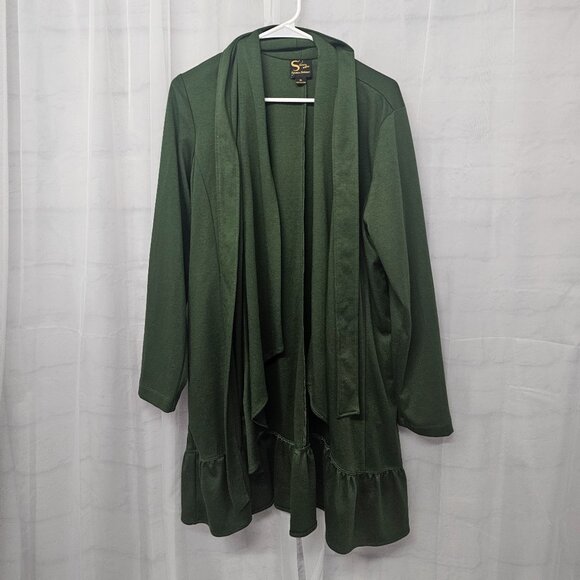 Serena Williams Olive Green Belted Cardigan Jacket Boho Minimalist XL - Picture 9 of 13